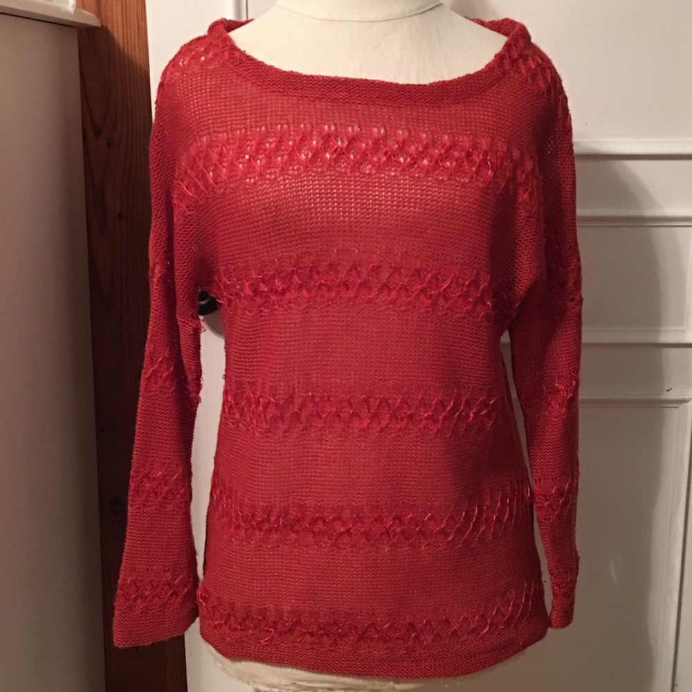 Rust Colored Crochet Sweater